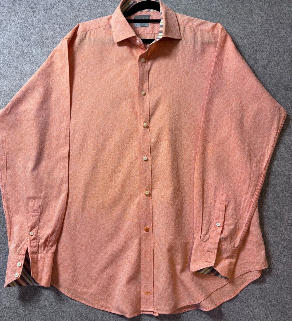 Thomas Dean Shirt Mens XL Multicolor Floral Long Sleeve Button Up Cotton